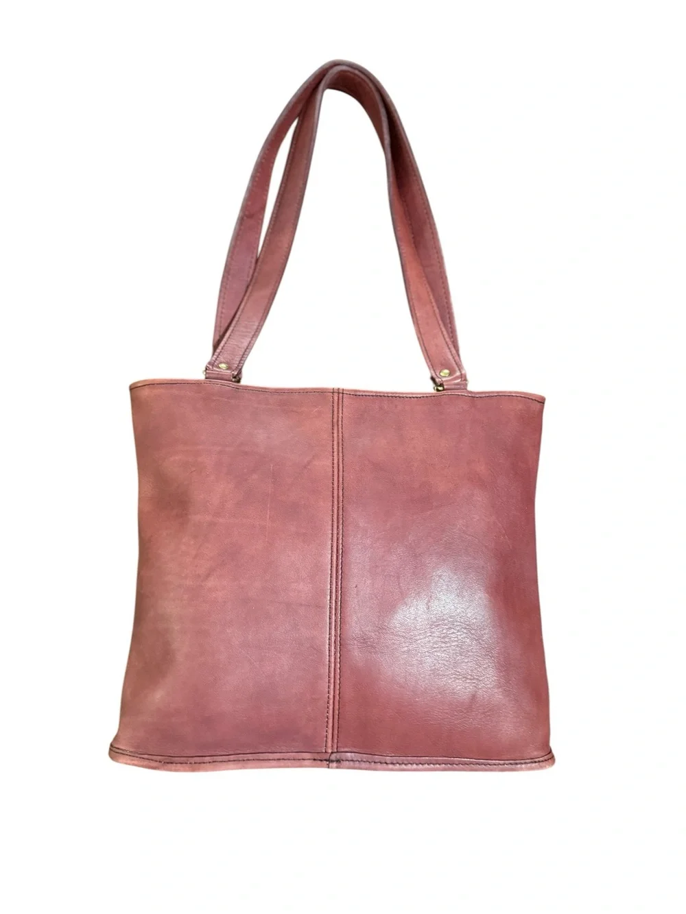 Vintage Leather Tote Oxblood Shoulder Purse Gold Accent Kiss Lock Frame Bag - Picture 3 of 13